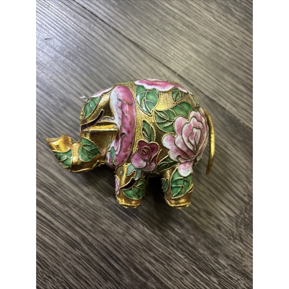 Vintage Cloisonné Enamel Elephant Figurine